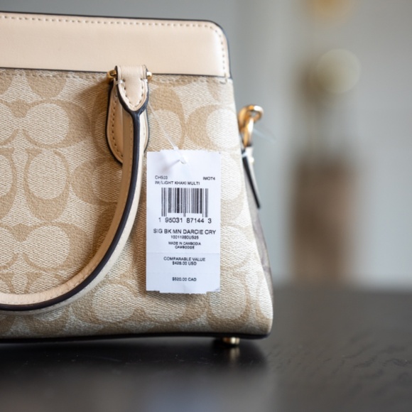 Coach Mini Darcie carryall in blocked signature canvas - Picture 7 of 7